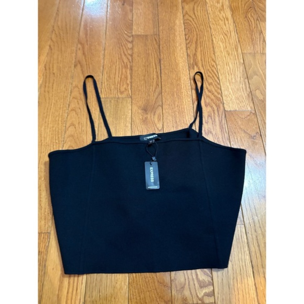 Express Black Knit Cropped Tank Top Sleeveless Fitted XL New with Tags